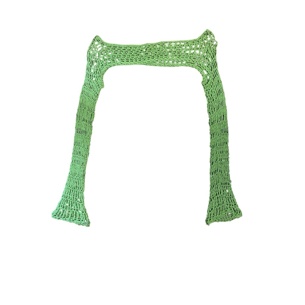 Handmade Green Crochet Women's Mesh Shrug Flared/Bell Long Sleeve Bolero